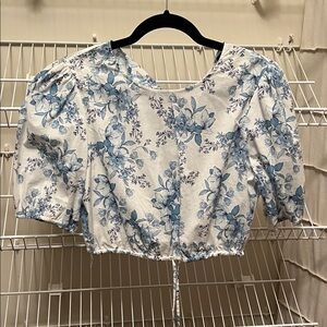 Intermix Floral Blue and White Women's Top